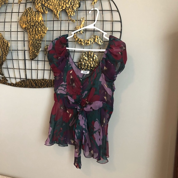 Moschino Cheap and Chic Tops - Sheer floral cap sleeve blouse